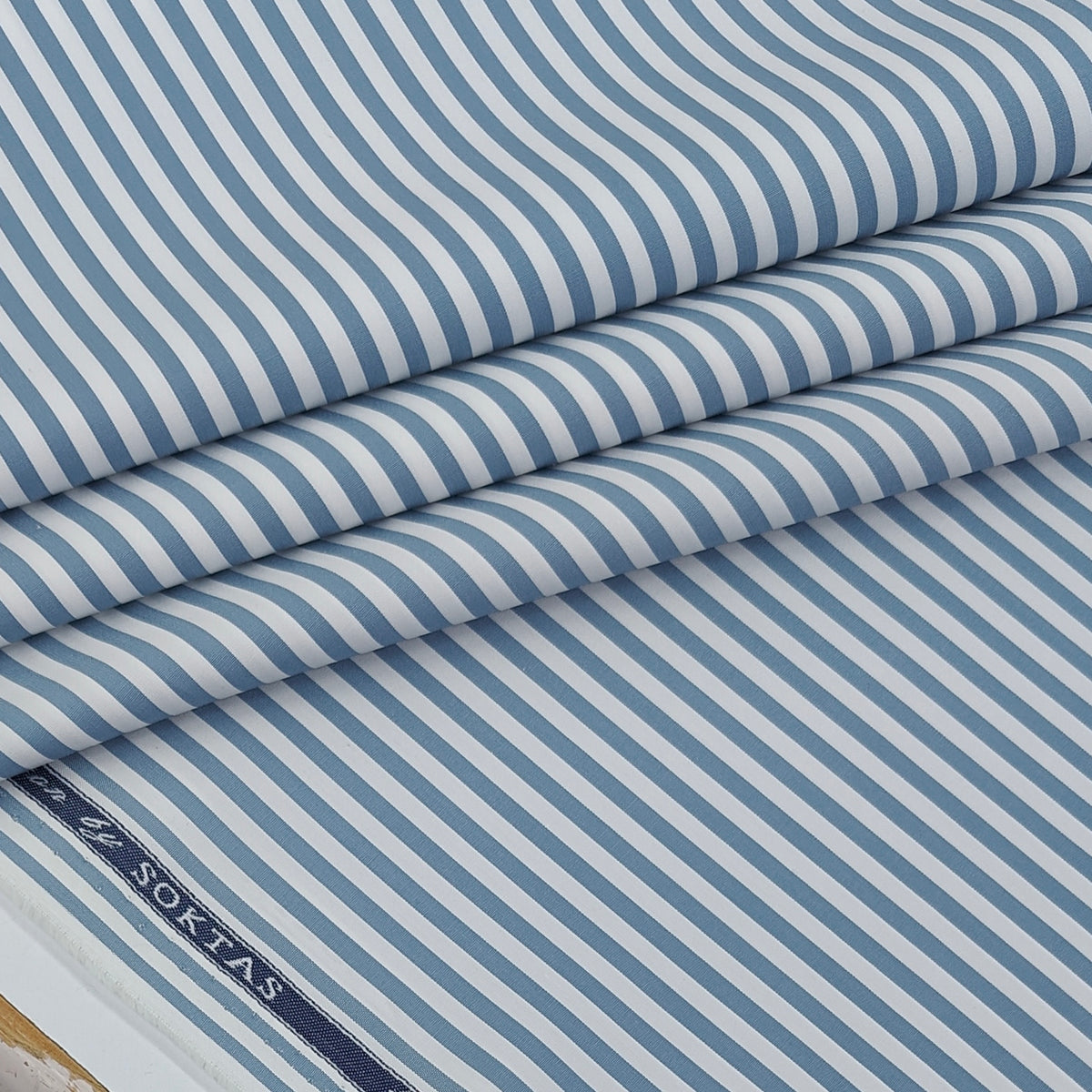Shirt Fabric Soktas 140/2 Giza Cotton Bengal Stripe Colour Blue N White