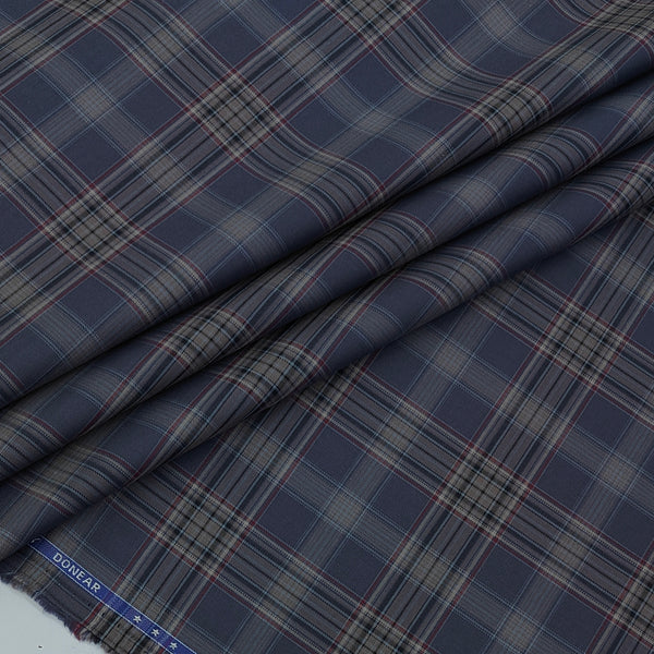 Shirt Fabric Donear LA Finish Premium Giza Cotton Tartan Check Colour Deep Purple N Red, Brown