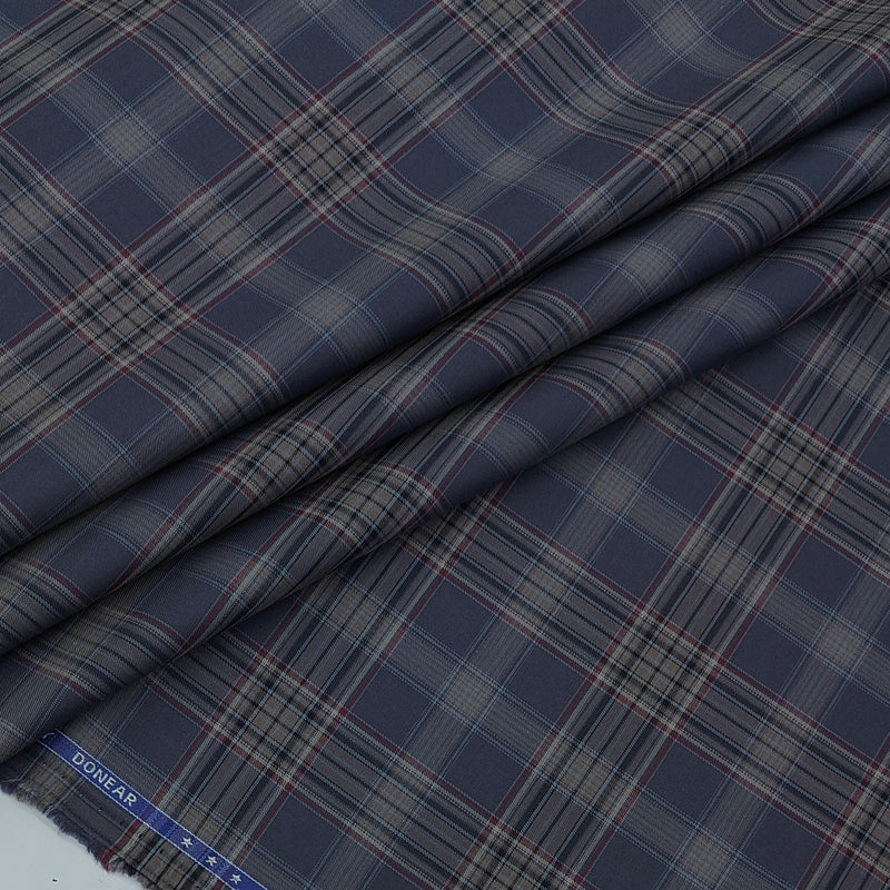 Shirt Fabric Donear LA Finish Premium Giza Cotton Tartan Check Colour Deep Purple N Red, Brown