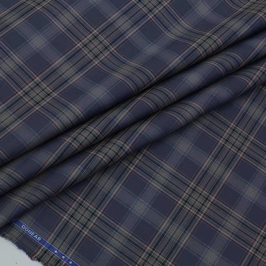 Shirt Fabric Donear LA Finish Premium Giza Cotton Tartan Check Colour Deep Purple N Red, Brown