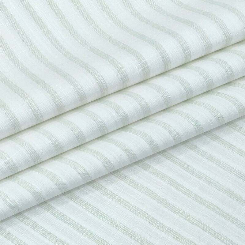 Shirt Fabric Arvind 100% Pure Cotton Bengal Stripe Colour Dull Green N White