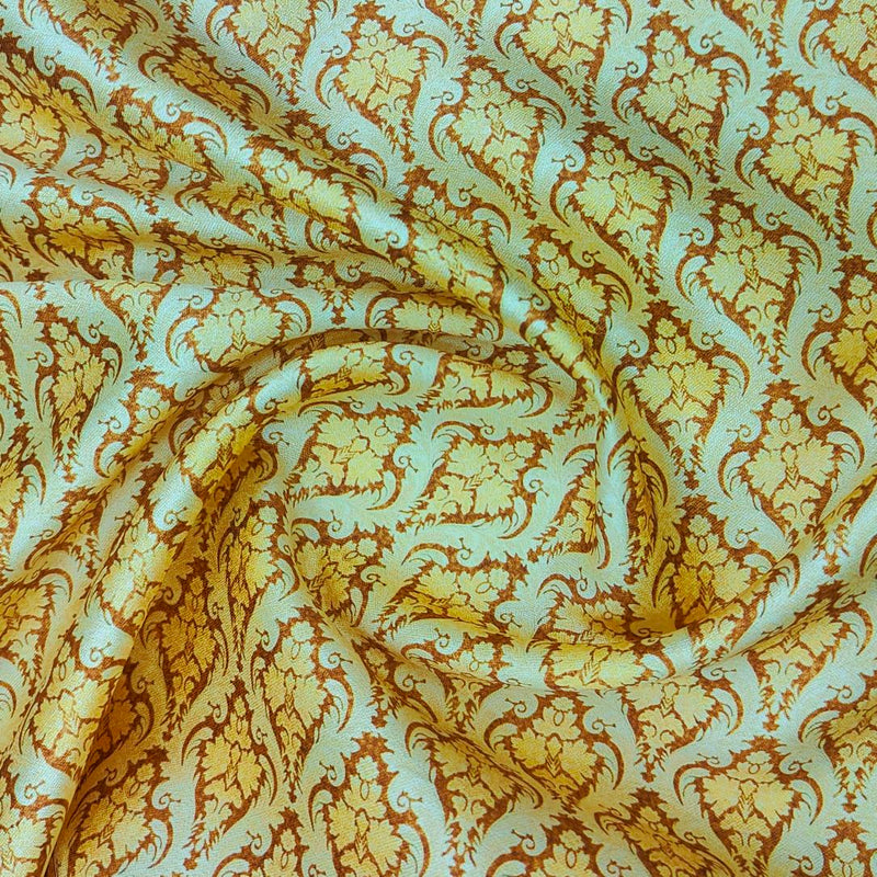 ManTire Men's Designer Silk Digital Printed Kurta Fabric Colour Sunglow Yellow