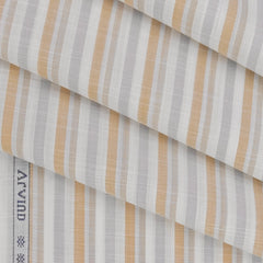 Shirt Fabric Arvind 100% Pure Cotton Multi Lining Colour Golden Brown, Blue
