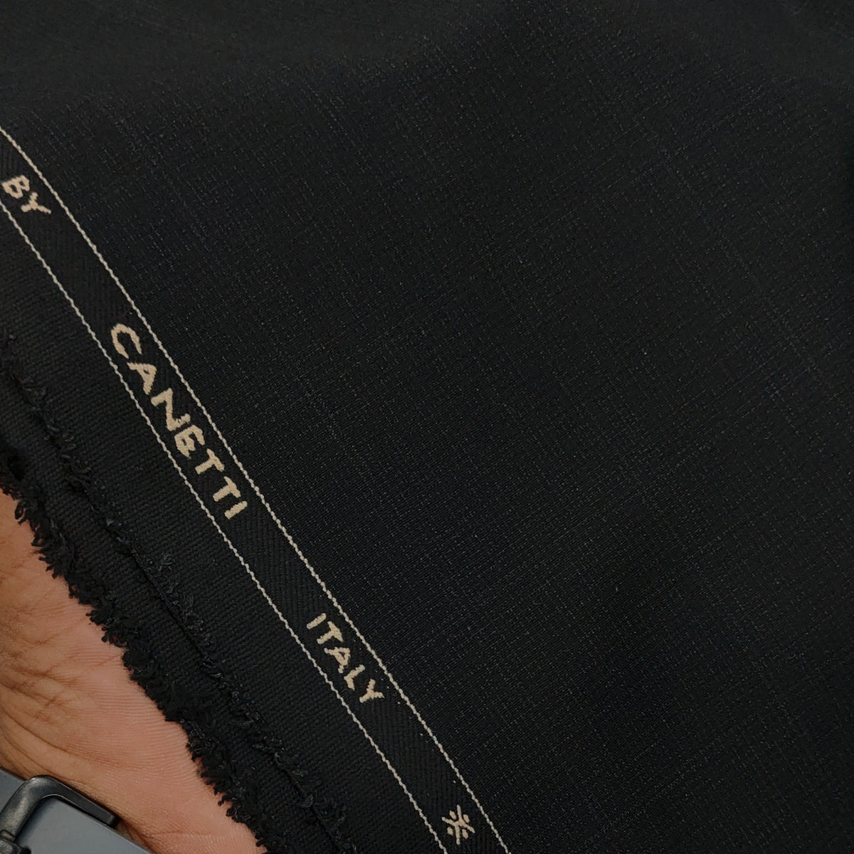 Trouser Fabric Canetti Italy Luxury 4Way Stretchable Self Broad Check Colour Carbon Black