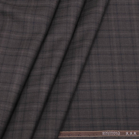 Raymond Premium Fine Count Check Trouser Fabric Colour Brown