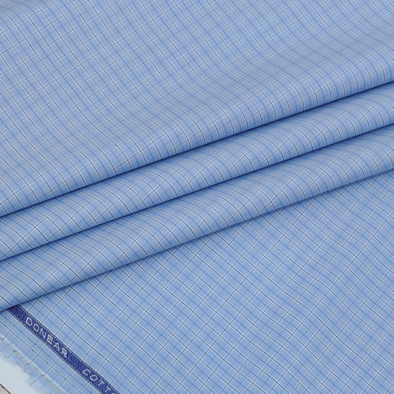 Shirt Fabric Donear Premium 100% Pure Cotton Windowpane Check Colour Blue