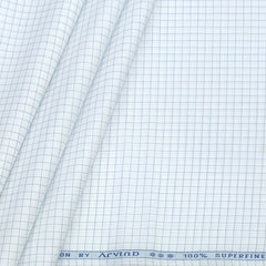Shirt Fabric Arvind 100% Pure Cotton small check Colour  blue and l white