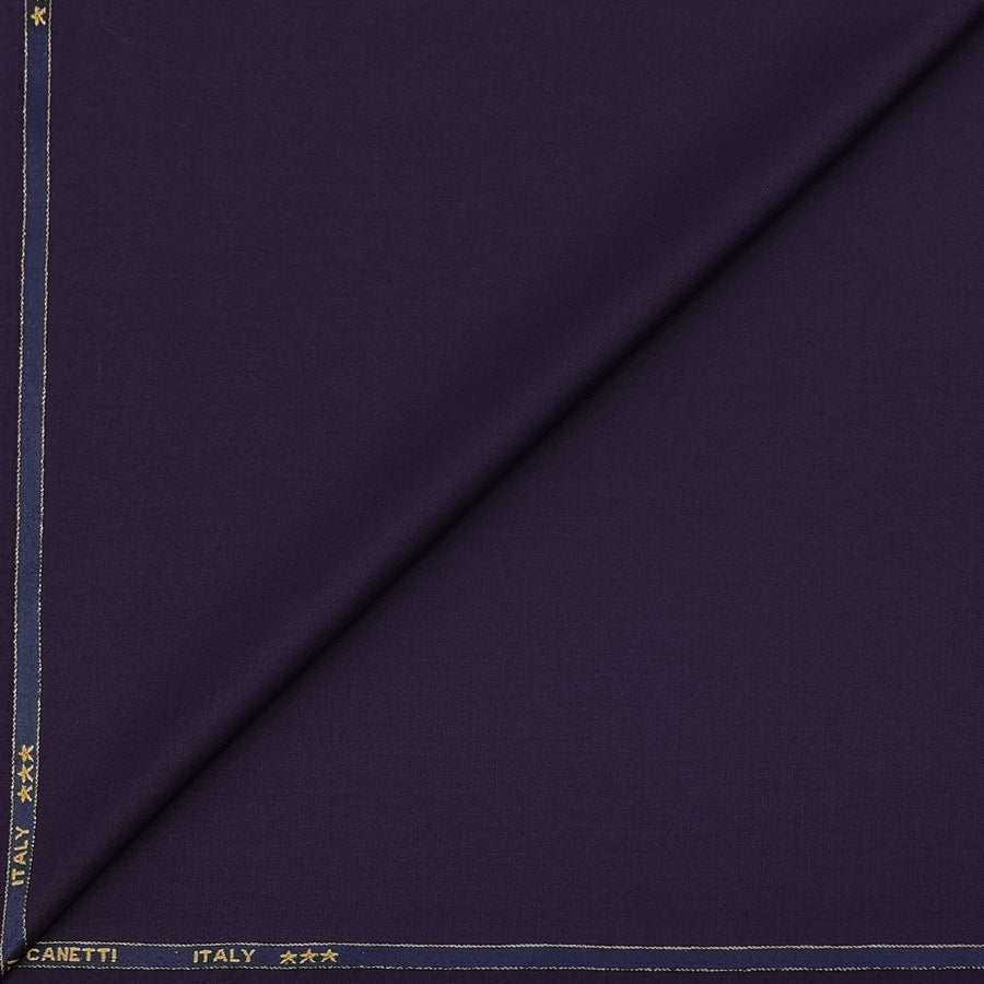 Trouser Fabric Canetti Italy Merino 100s Wool Blend Stretchable Plain Colour Matte Purple