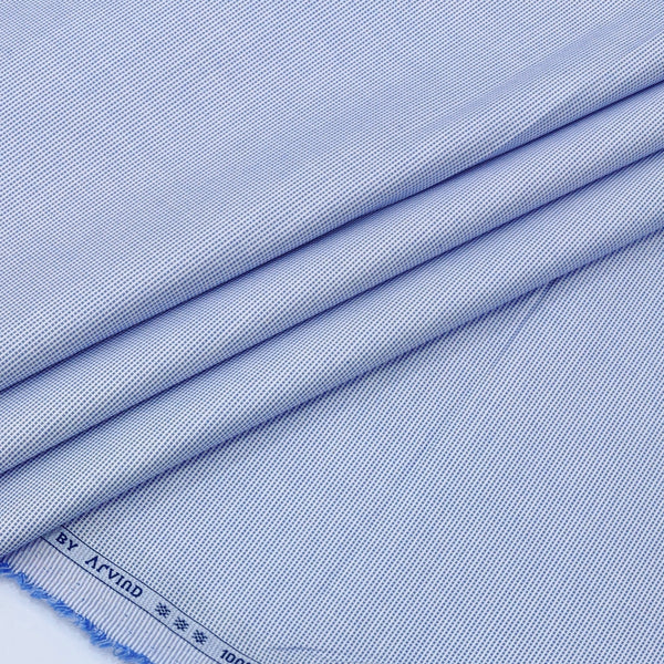 Shirt Fabric Arvind 100% Pure Cotton Micro Check Colour Blue