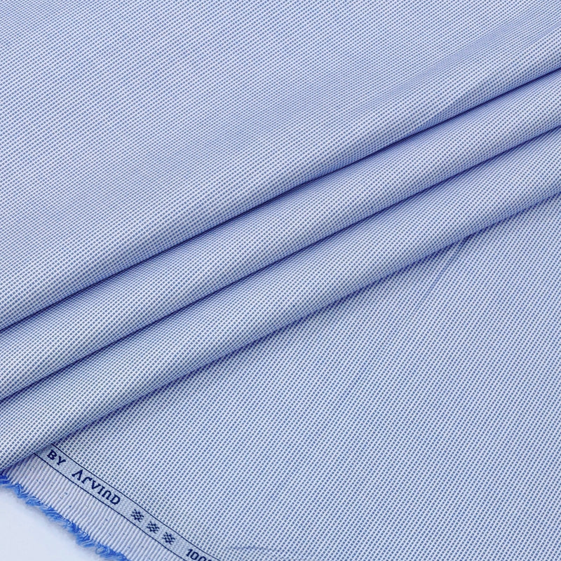 Shirt Fabric Arvind 100% Pure Cotton Micro Check Colour Blue