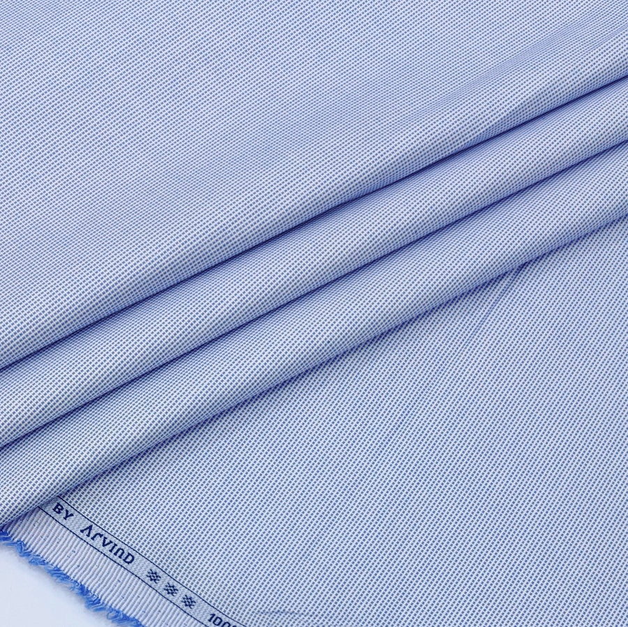 Shirt Fabric Arvind 100% Pure Cotton Micro Check Colour Blue