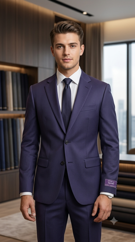 Suit Fabric Raymond Super Luxurious 45% Rich Wool Dobby Color Indigo Pruple