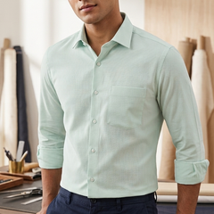 Shirt Fabric Raymond Chairman Super 2/170s Count Giza Cotton Weave Jacquard Colour Pistachio Green