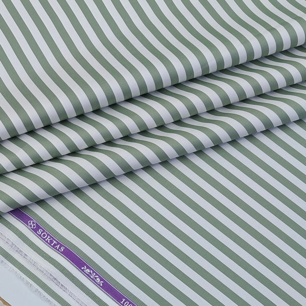 Shirt Fabric Soktas Finest 80s Giza Cotton Bengal Stripe Colour Forest Green