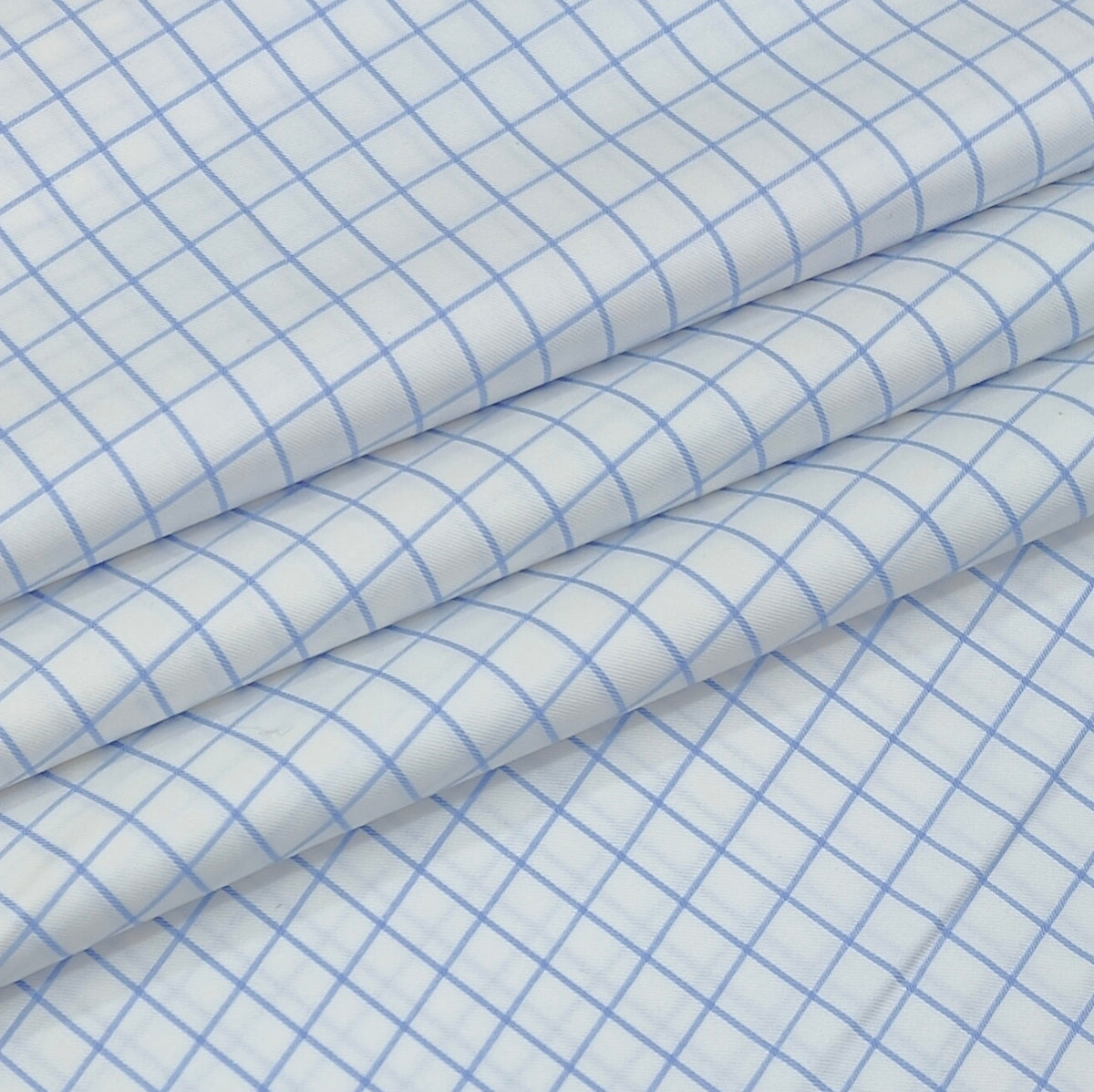 Shirt Fabric Donear LA Finish Premium Giza Cotton Windowpane Check Colour Blue N White
