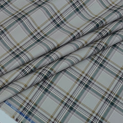 Shirt Fabric Donear LA Finish Premium Giza Cotton Tartan Check Colour Beige N Ash Brown