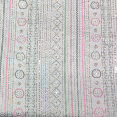 Kurta Fabric ManTire Designer Silk Lucknowi Chikankari Embroidery Colour Multicolour