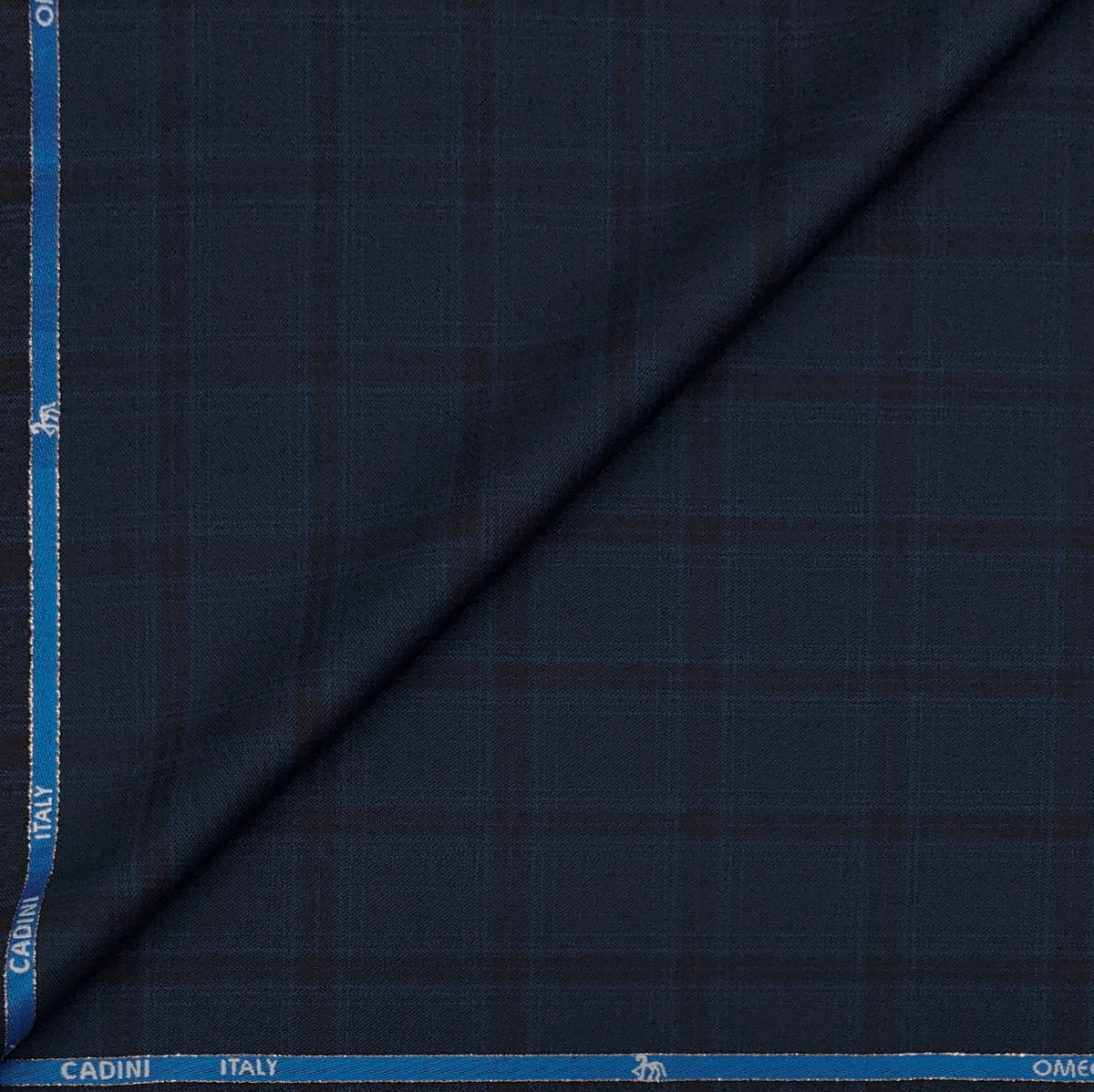 Trouser Fabric Canetti Italy Merino 110s Wool Blend Broad Check Colour Space Blue