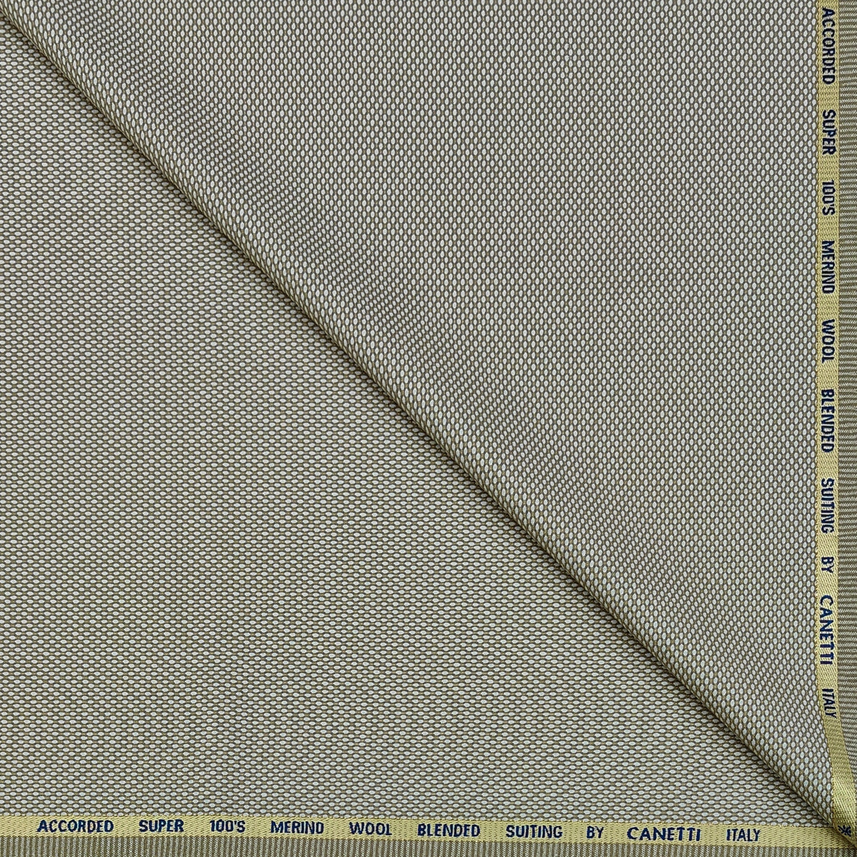 Trouser Fabric Canetti Italy Merino 100s Wool Blend Dobby Colour Beige