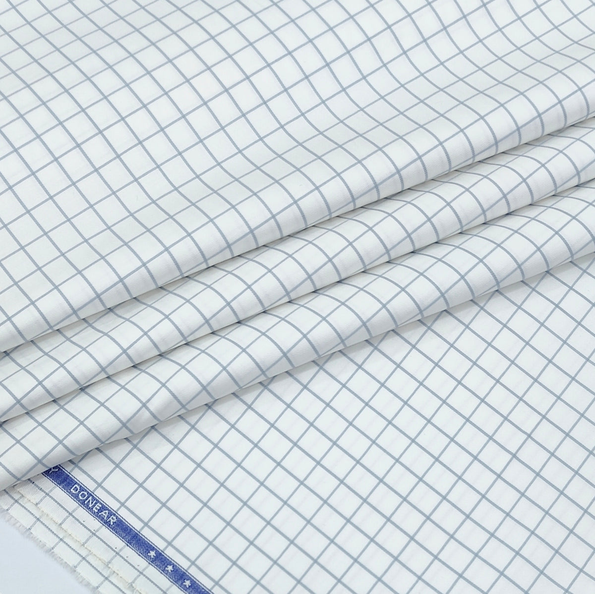 Shirt Fabric Donear LA Finish Premium Giza Cotton Windowpane Check Colour Grey N White