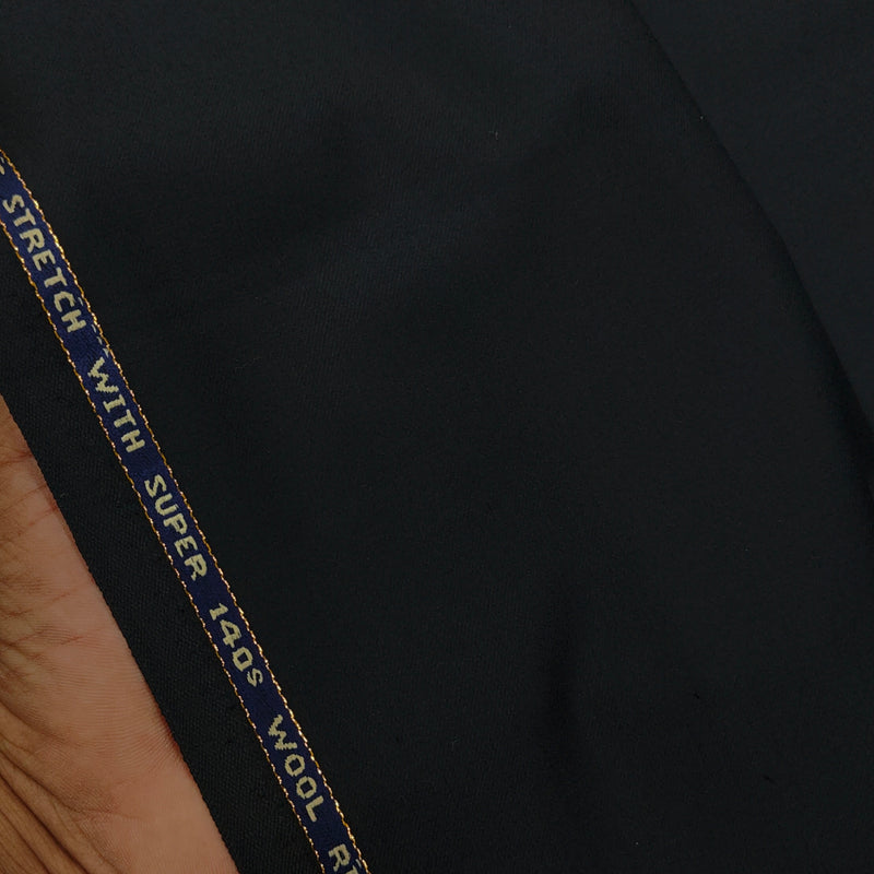 Suit Fabric Raymond Exotic Super 140s Count Luxurious 52% Rich Wool Plain Color Dull Black