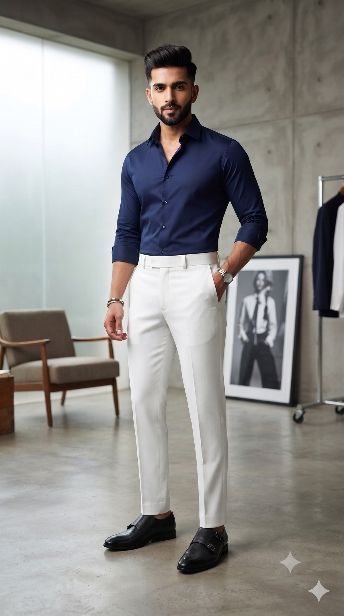 Trouser Fabric Canetti Italy Luxury TR Plain Colour Glaucous White
