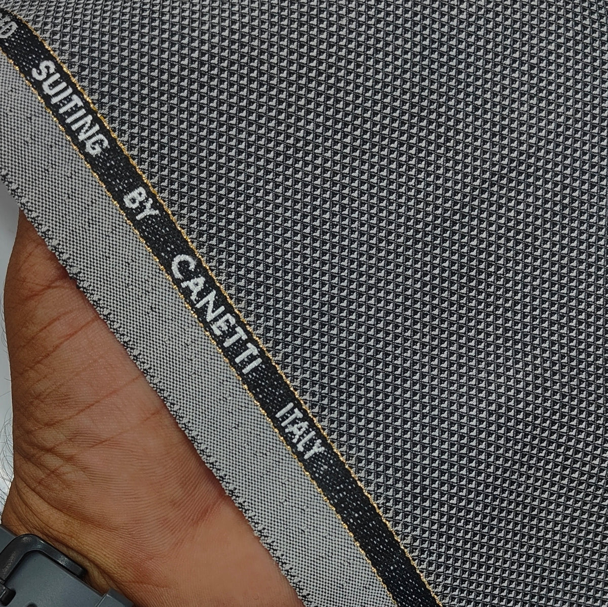 Trouser Fabric Canetti Italy Merino 100s Wool Blend Dobby Colour Blackish Grey