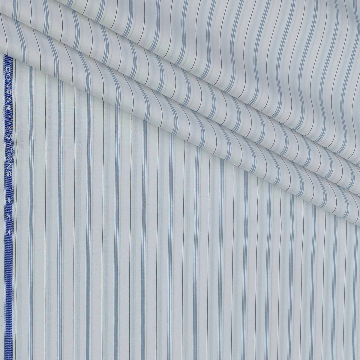 Combo Raymond Black Trouser Fabric And Donear Giza Cotton Broad Stripe Light Blue N White Shirt Fabric