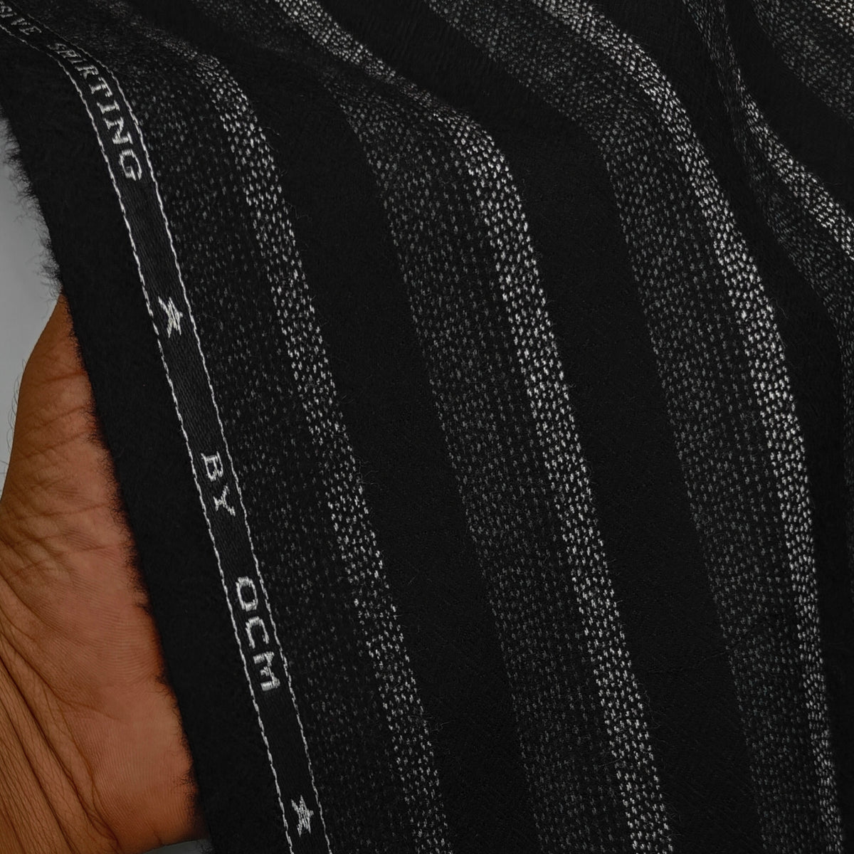 Warm Shirt Fabric Ocm Broad Stripes Colour Charcoal Black