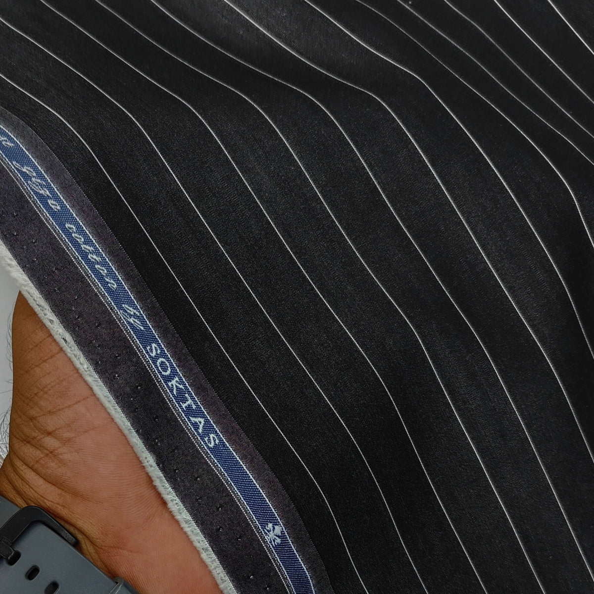 Shirt Fabric Soktas 140/2 Giza Cotton Thin Stripe Colour Carbon Black