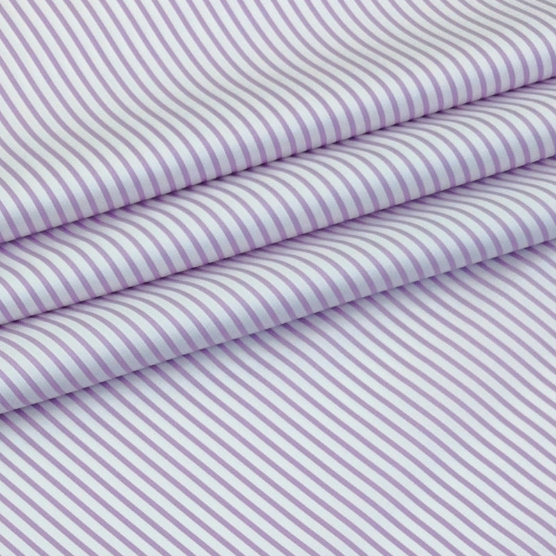 Shirt Fabric Soktas Finest 80s Giza Cotton PinStripe Colour Claret Purple N White