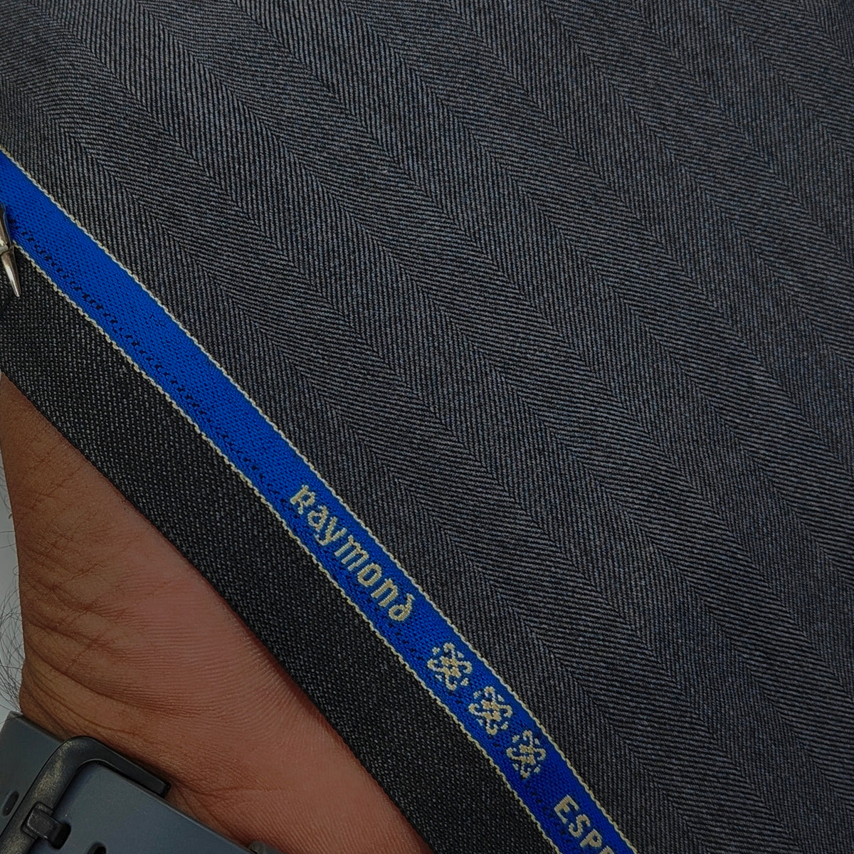 Trouser Fabric Raymond Wool Blended Hereingbone Colour Intense Grey