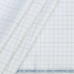 Shirt Fabric Arvind 100% Pure Cotton Mix check Colour white, Blue, Brown