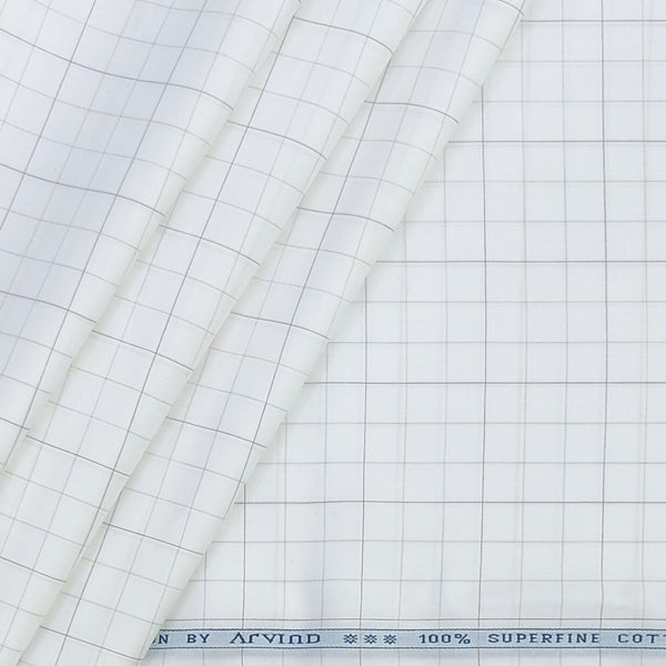 Shirt Fabric Arvind 100% Pure Cotton Mix check Colour white, Blue, Brown