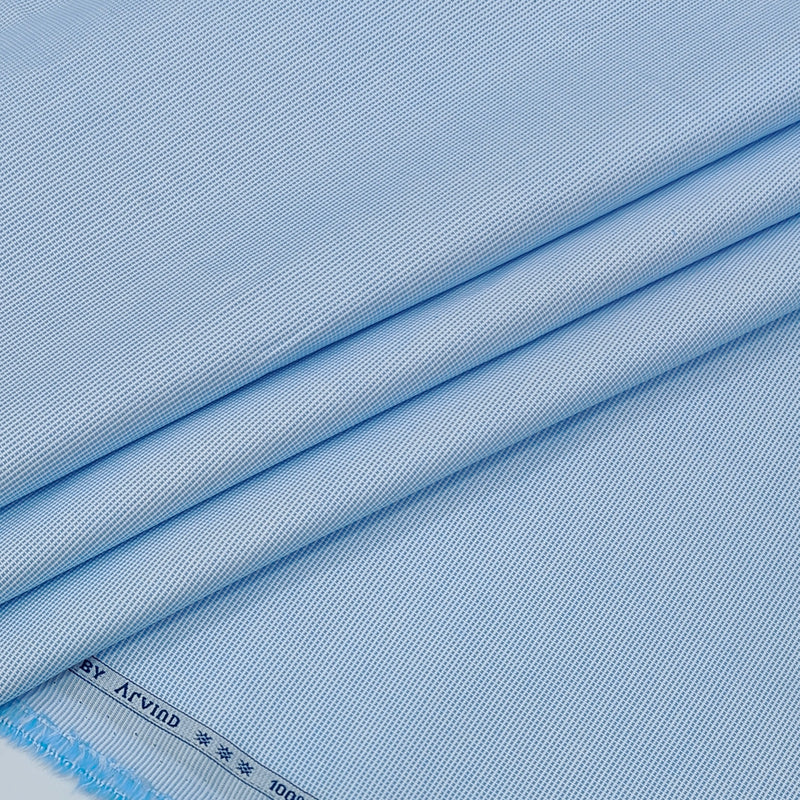 Shirt Fabric Arvind 100% Pure Cotton Micro Check Colour Light Blue