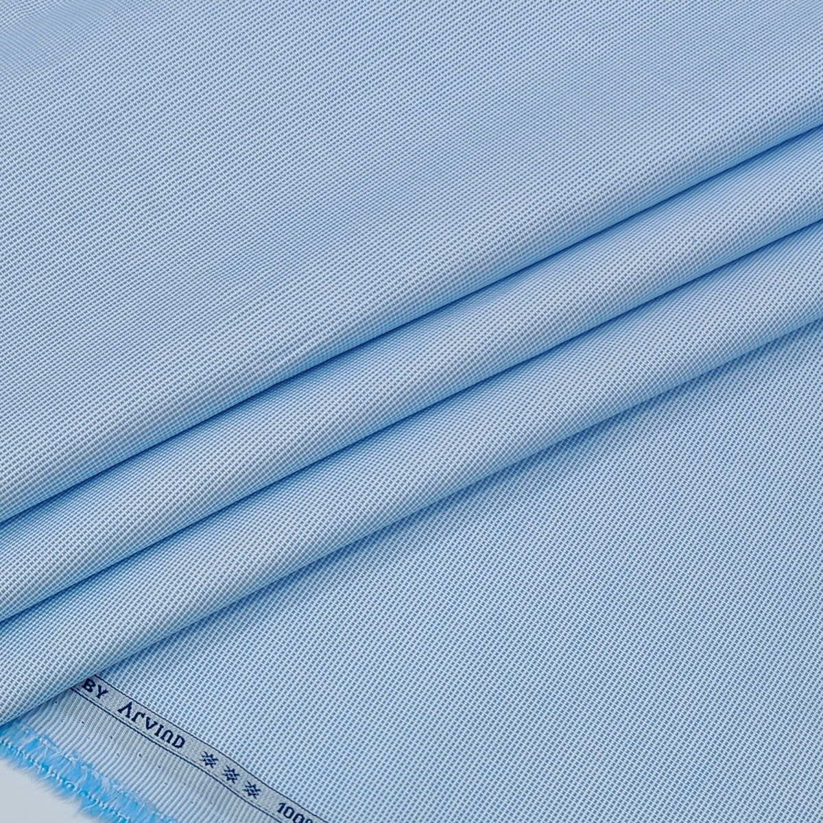 Shirt Fabric Arvind 100% Pure Cotton Micro Check Colour Light Blue