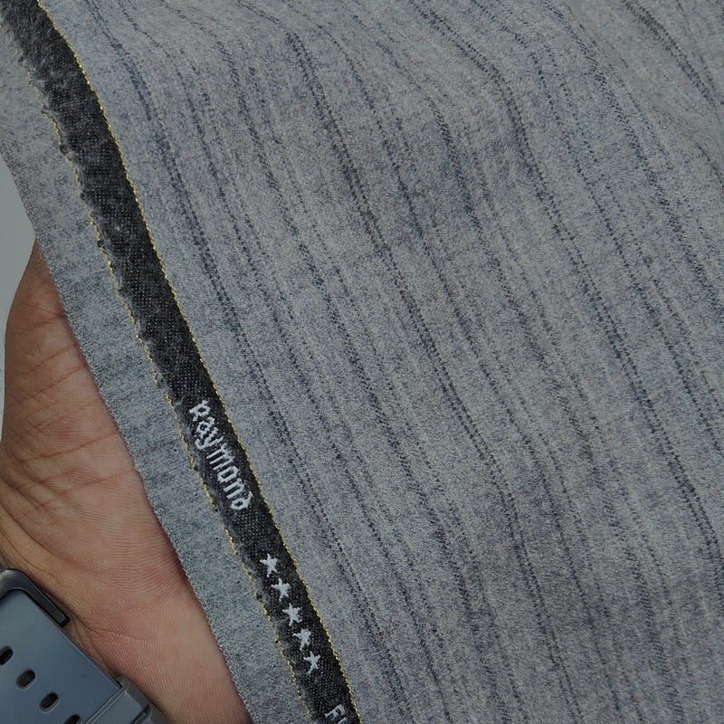 Raymond Super 160s count 100% Wool Tweed Self Stripes Blazer Fabric Colour Worsted Grey