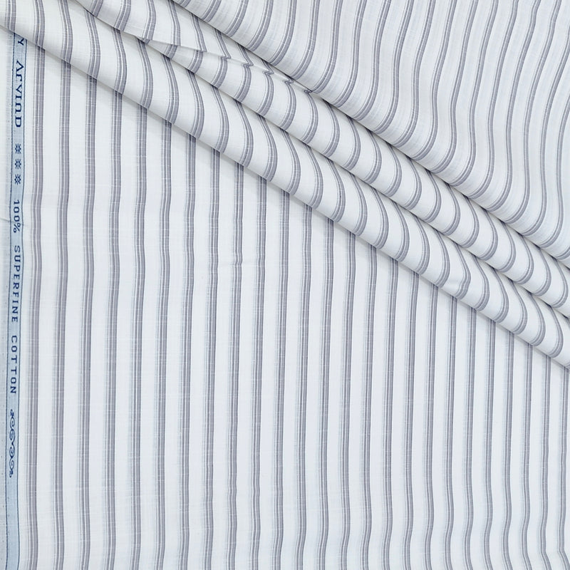 Shirt Fabric Arvind 100% Pure Cotton Pencil Stripes Colour Light Lavender N White