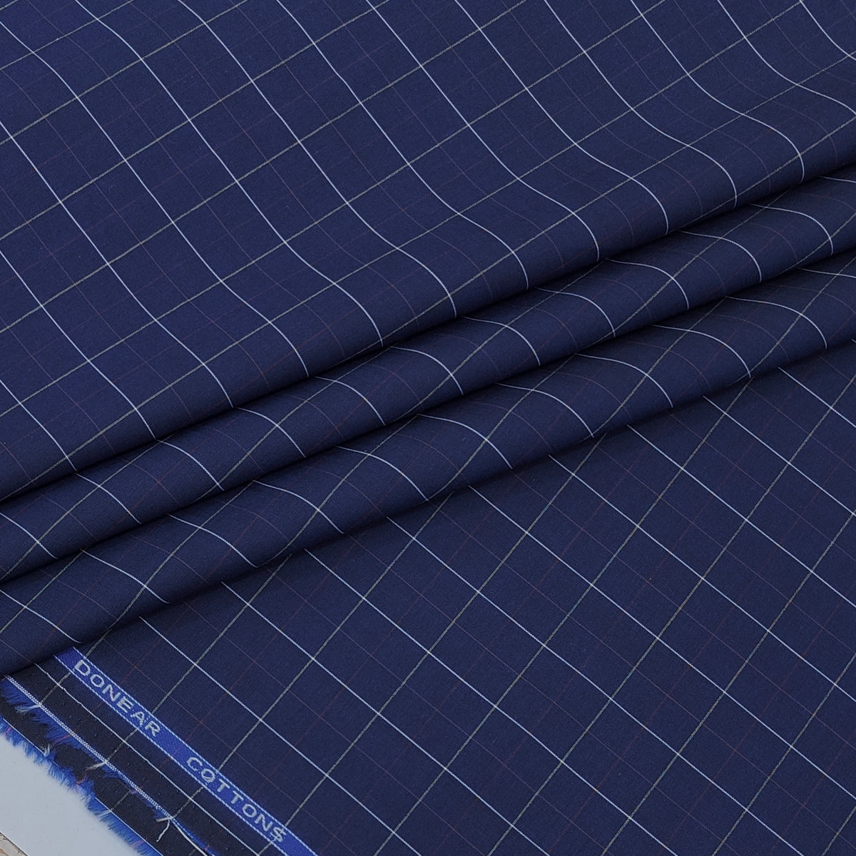 Shirt Fabric Donear Premium 100% Pure Cotton Windowpane Check Colour Dark Space Blue