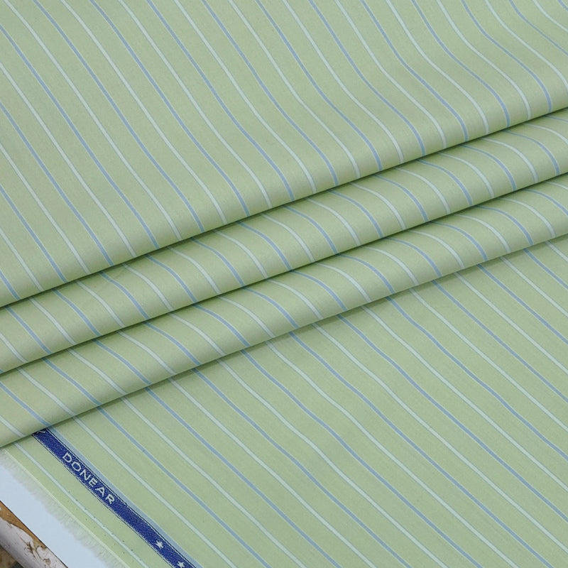 Shirt Fabric Donear Premium 100% Pure Cotton Fine Stripes Colour Nyanza Green