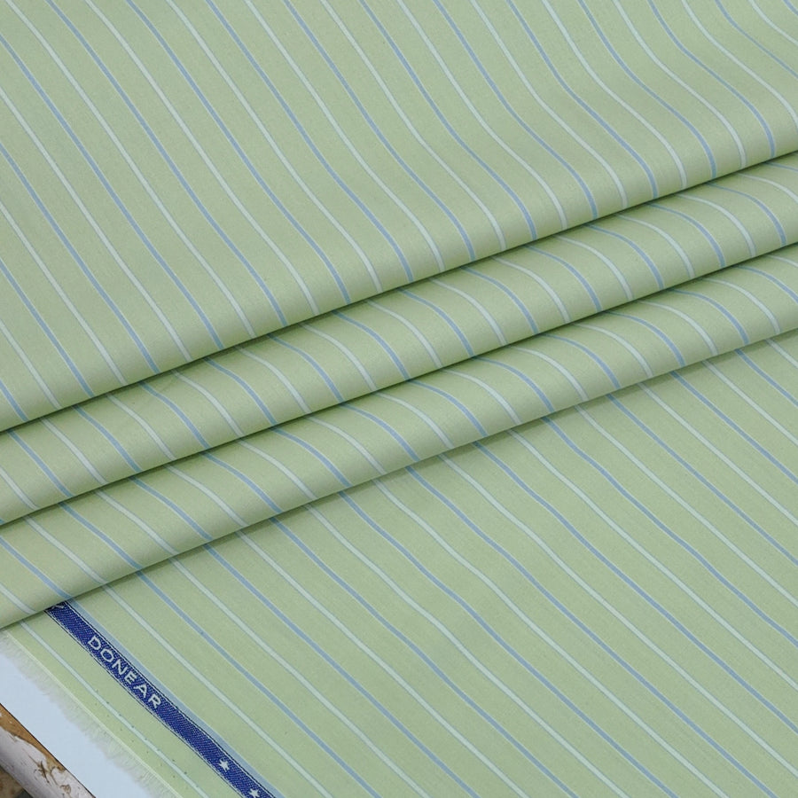 Shirt Fabric Donear Premium 100% Pure Cotton Fine Stripes Colour Nyanza Green