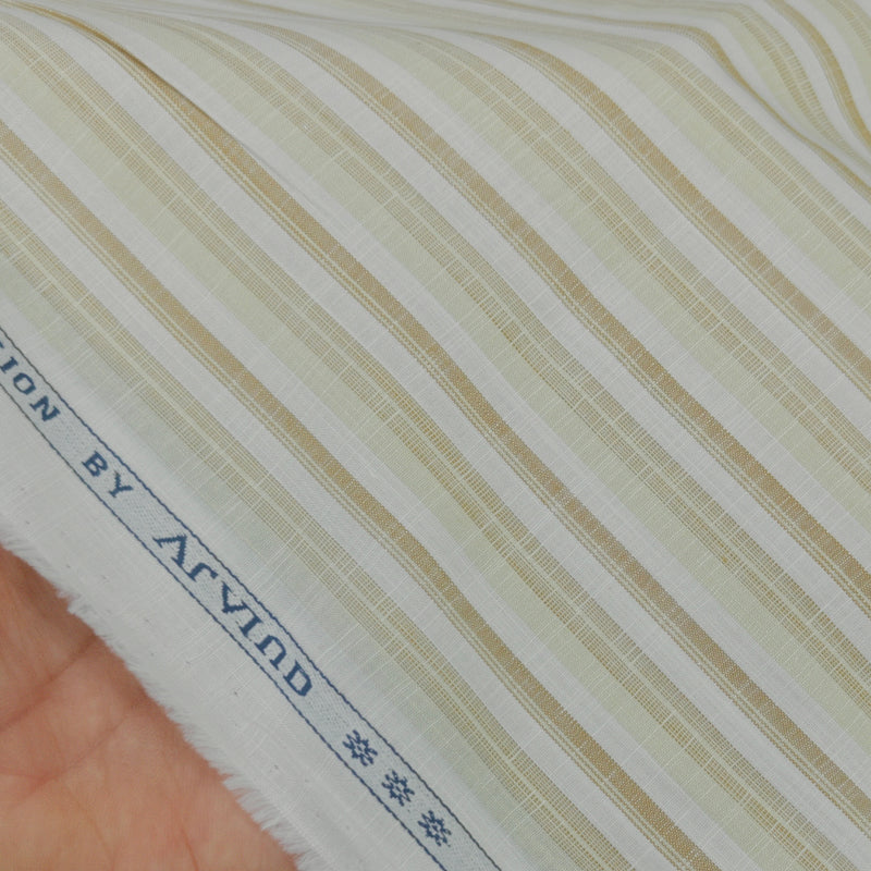 Shirt Fabric Arvind 100% Pure Cotton Multi Lining Colour Green, Brown