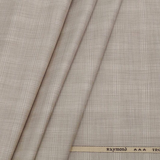 Raymond Premium Fine Count Check Trouser Fabric Colour Cream