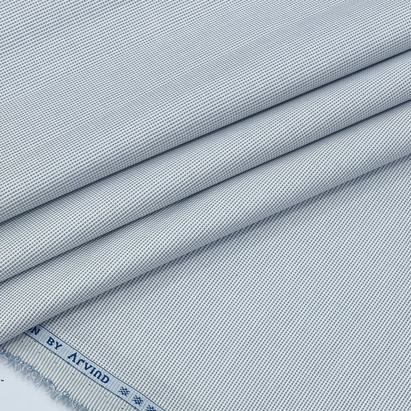 Shirt Fabric Arvind 100% Pure Cotton Micro Check Colour Bluish Grey