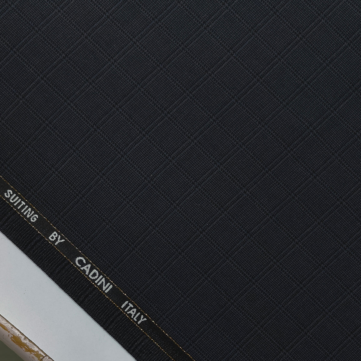 Trouser Fabric Canetti Italy Merino 100s Wool Blend Windowpane Check Colour Dark Grey