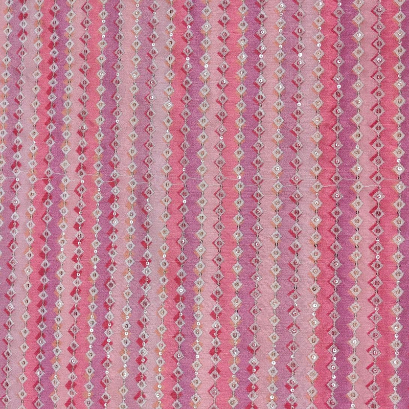 ManTire Men's Designer Silk Embroidery Fuscia Pink color Kurta Fabric