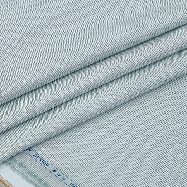 Shirt Fabric Arvind 100% Pure Cotton Micro Check Colour Greenish Grey