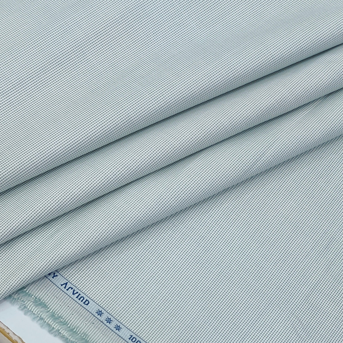 Shirt Fabric Arvind 100% Pure Cotton Micro Check Colour Greenish Grey