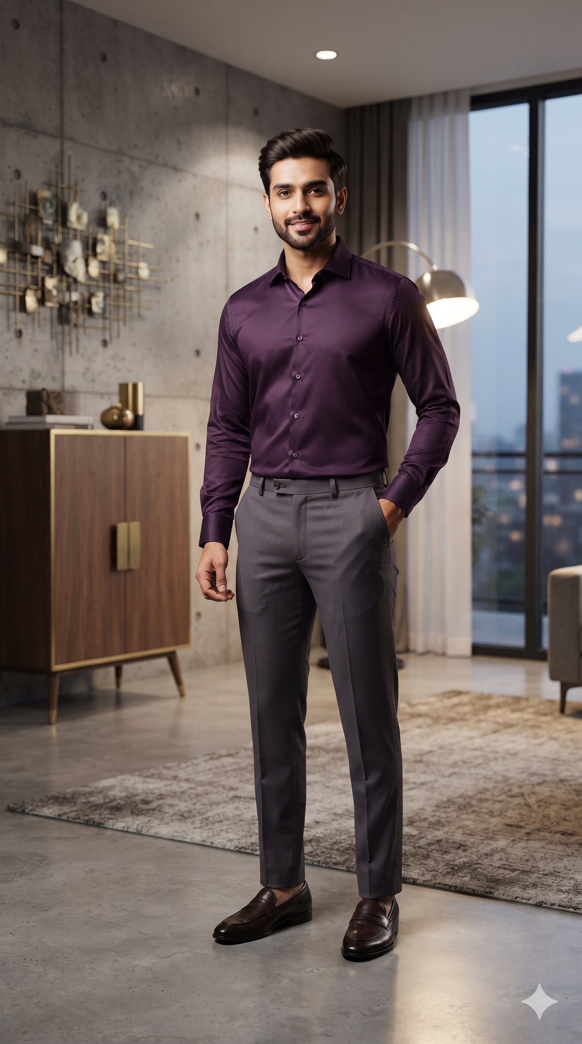 Shirt Fabric Soktas Tencel Plain Colour Dark Purple