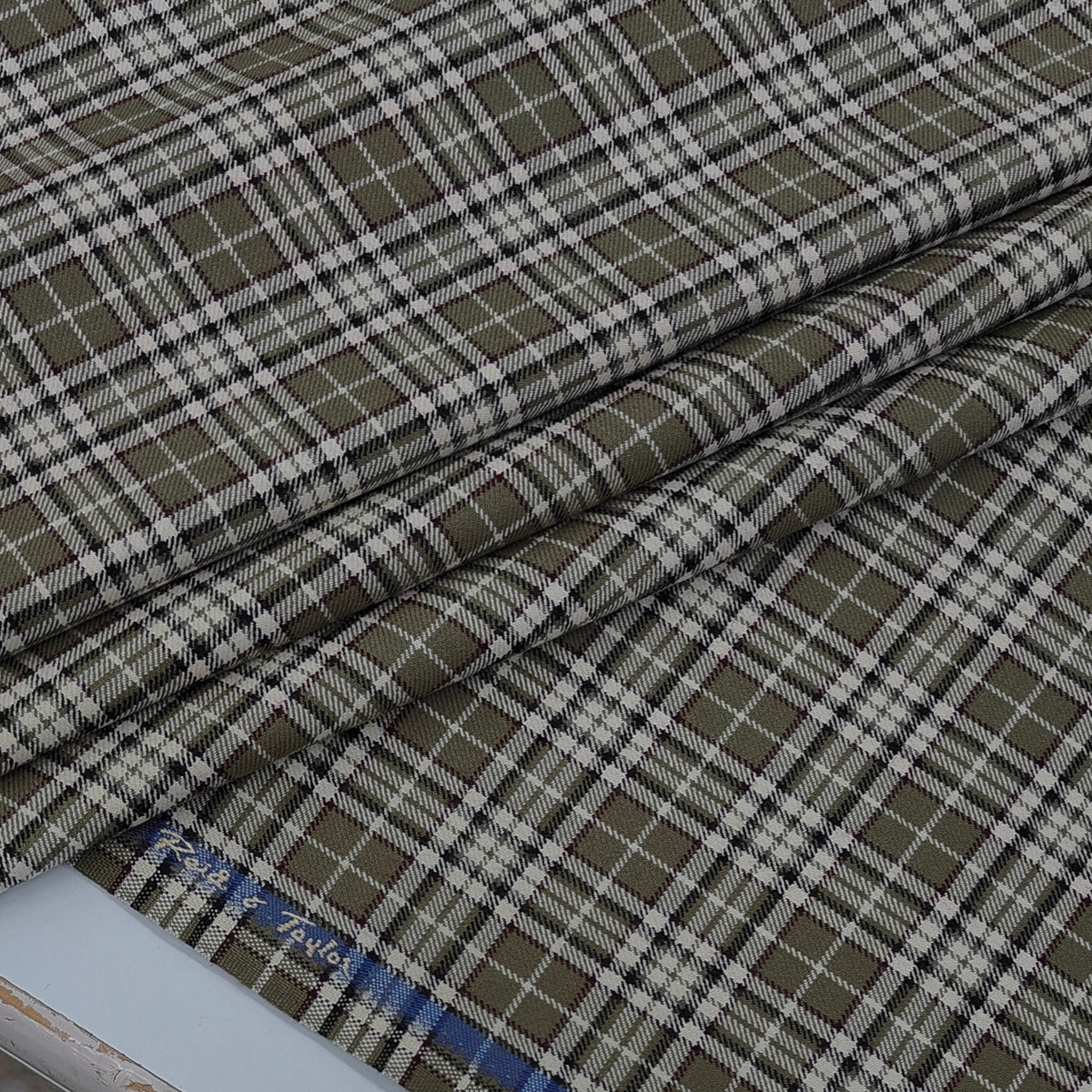 Warm Shirt Fabric Reid N Taylor Tartan Check Colour Greenish Dry Moss Brown